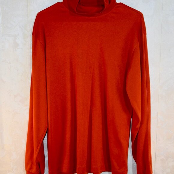 L.L. Bean Men's M | Carefree Unshrinkable Mock Neck Shirt | Burnt Orange Red - Picture 1 of 3